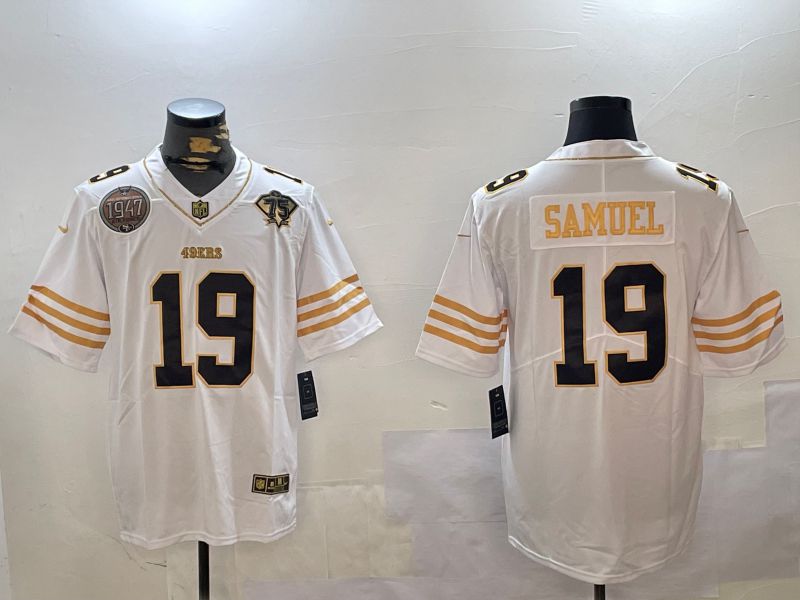 Men San Francisco 49ers #19 Samuel White Gold 2024 Nike Limited NFL Jersey style 12301